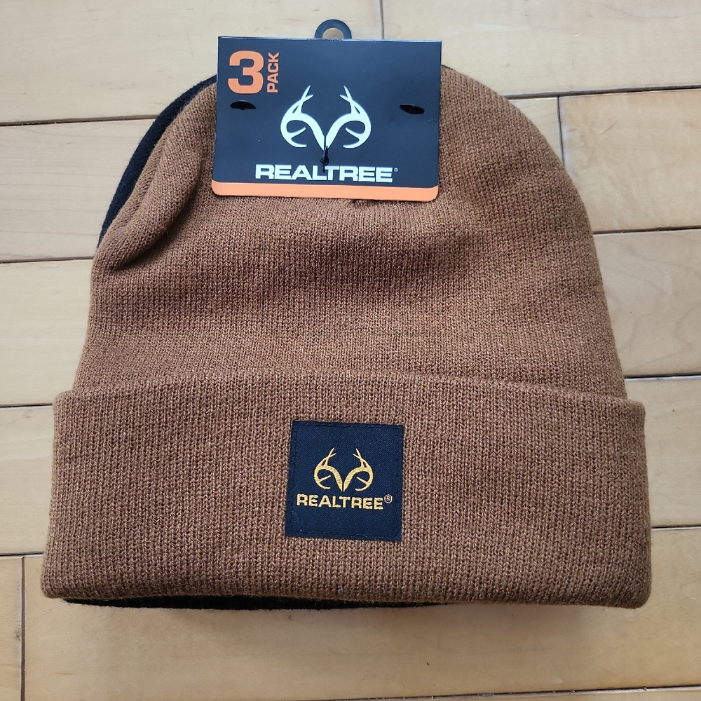 NWT Realtree Tan Knit Beanie 3 Pack One Size Adult